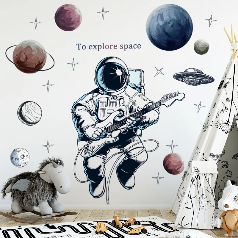 

Geometry Astronaut Wall Stickers for Kids rooms Kindergarten Wall Decor Self-adhesive PVC Wall Decals for Nursery Home Decor