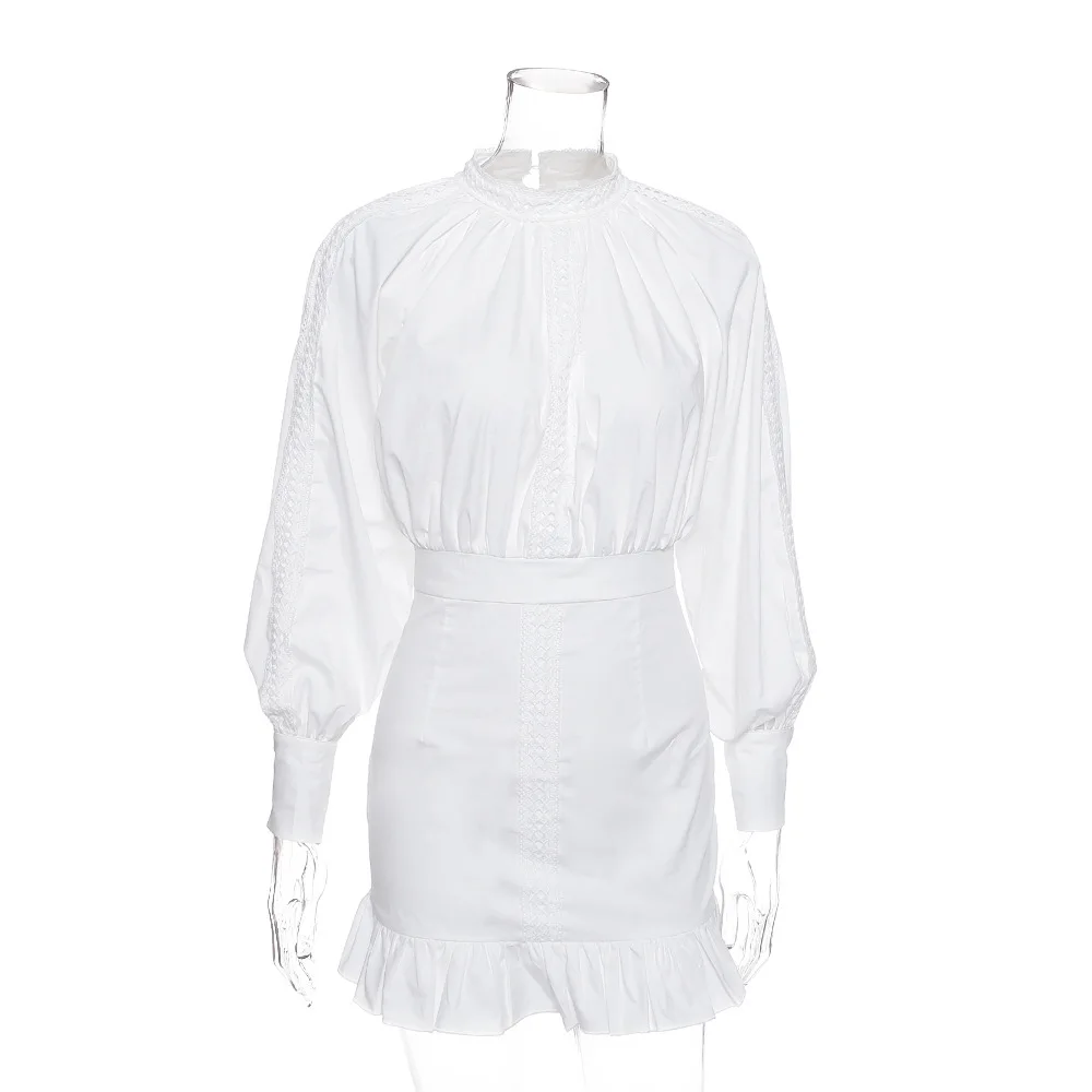 

ZOGAA Puff Sleeve White Dress Women Casual Office Lady Party Dress Ruffles Bordered Mini Dresses Sexy Bodycon Dress Vestido 2019