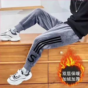 Winter Pants Boys Fur Lined Joggers KidsThick Sweatpants Trousers Teen Children  Running Pants Warm 