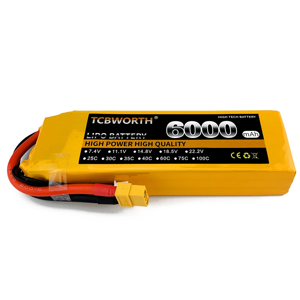 

3S 11.1V 6000mAh 75C 100C RC LiPo Battery For RC Airplane Quadcopter Helicopter Drone 3S LiPo Battery Rechargeable LiPo Battery
