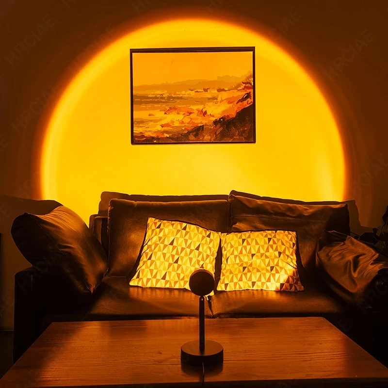

Fast Shipping Led Night Light USB Button Rainbow Sunset Projector Atmosphere for Home Background Wall Decoration Colorful Lamp