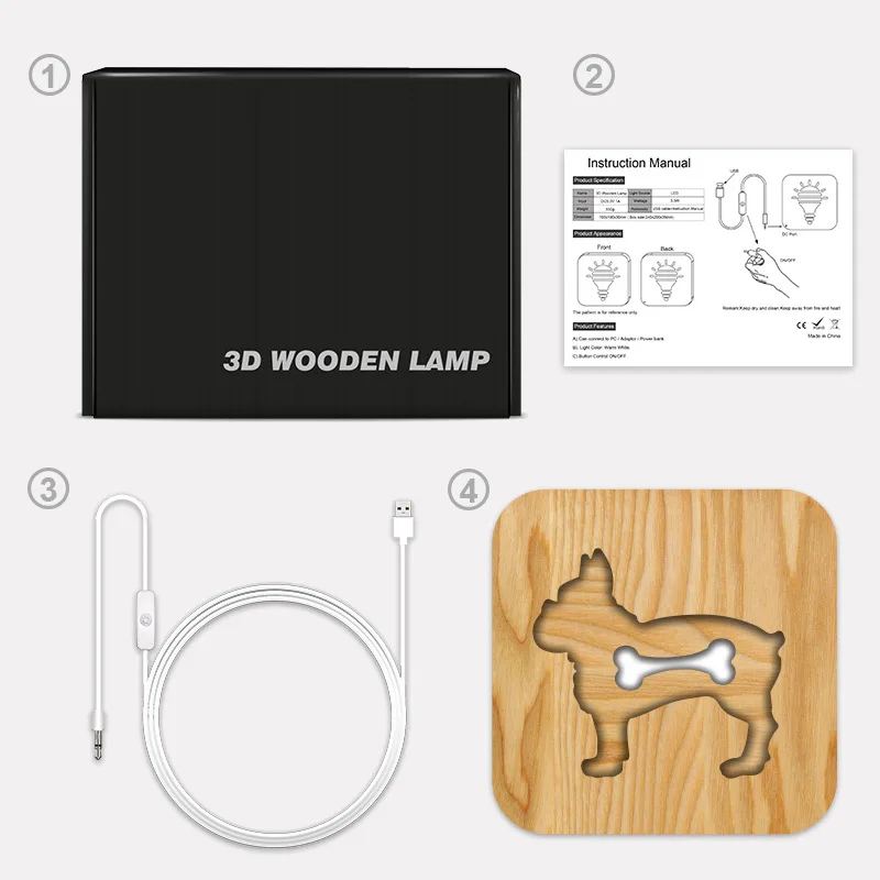 Новые деревянные фары с изображением собачьих костей из цельного дерева резные