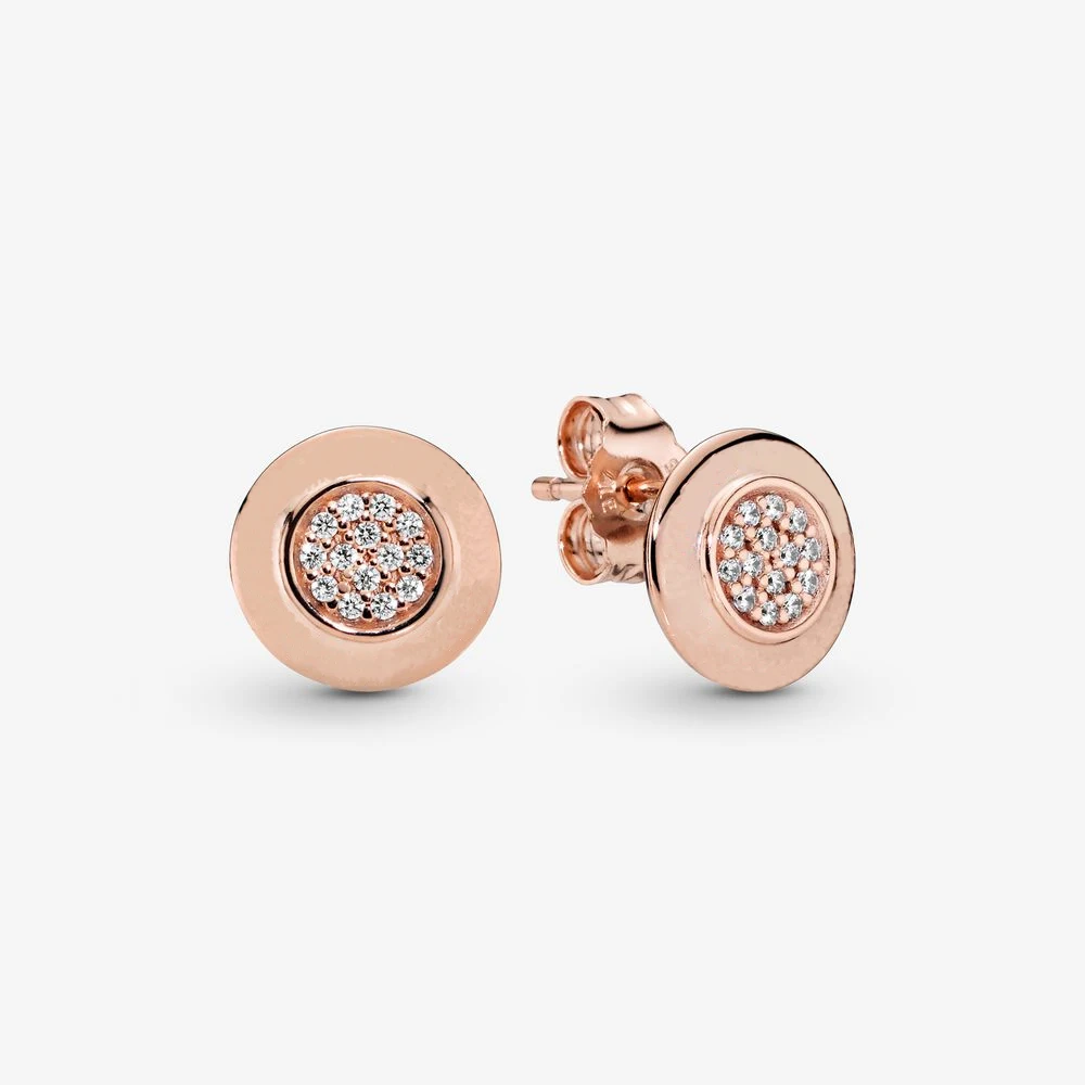 Женские круглые серьги из серебра 100% пробы с инкрустированным розовым кирпичом |