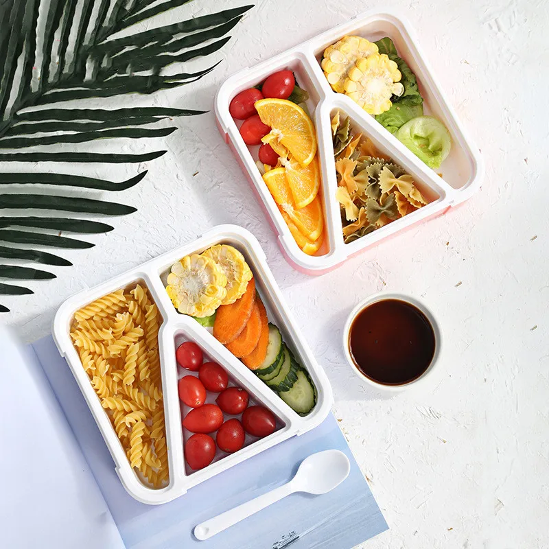 3 перегородки Портативный Ланч бокс для микроволновой печи Bento Box здоровый