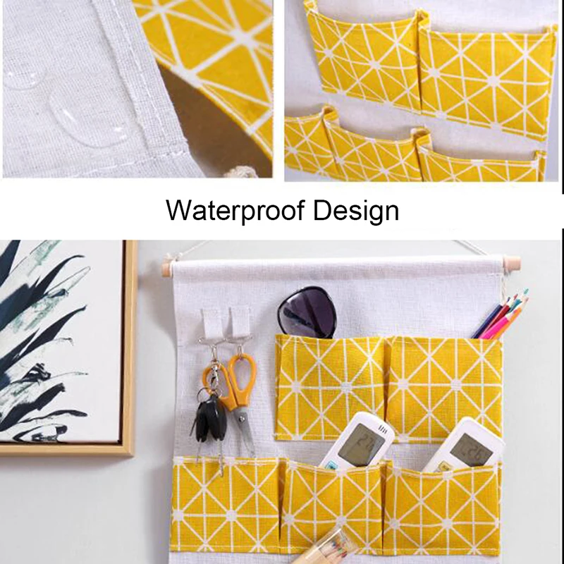 7 Pockets Cotton Linen Wall Pouch Waterproof Hanging Sundries Storage Bag Home Mounted Wardrobe Cosmetics Toys Organizer | Дом и сад