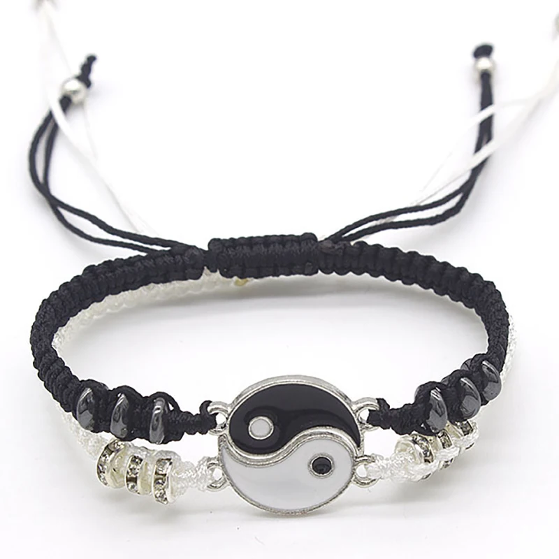 

2021 Couple Bracelet Chinese Retro Tai Chi Gossip Banish Bad Luck Hand Woven Rope Best Friend Friendship Jewelry
