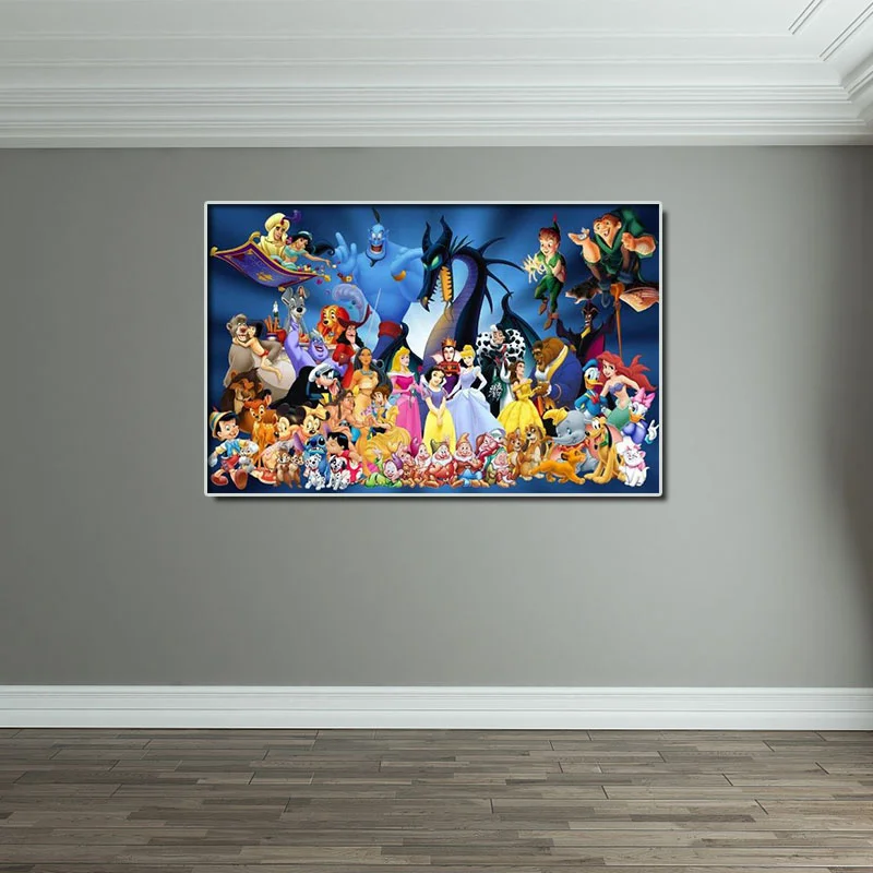 

A Night of Disney Characters Poster Canvas Painting Mural Living Room Bedroom Home Wall Picture Decoration Kids Gift