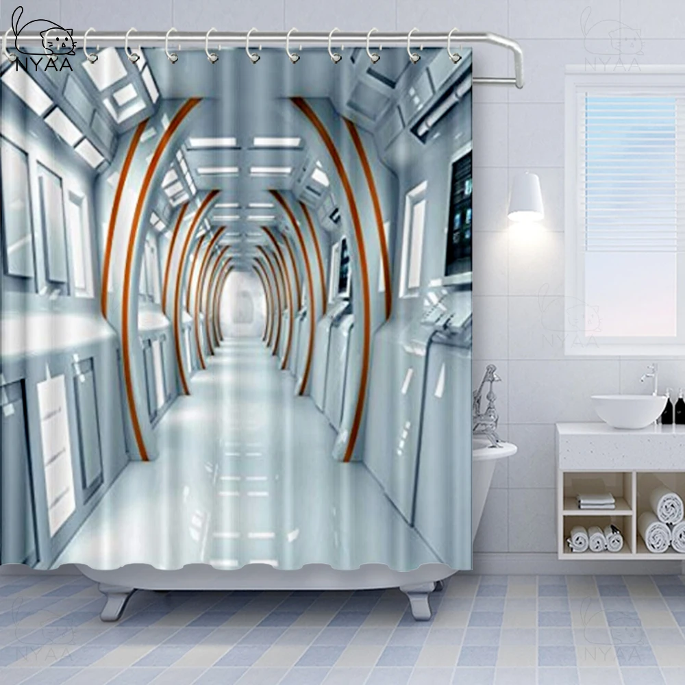 Vixm фантазия занавеска для душа футуристический коридор космического корабля цифровая архитектура Sci Fi
