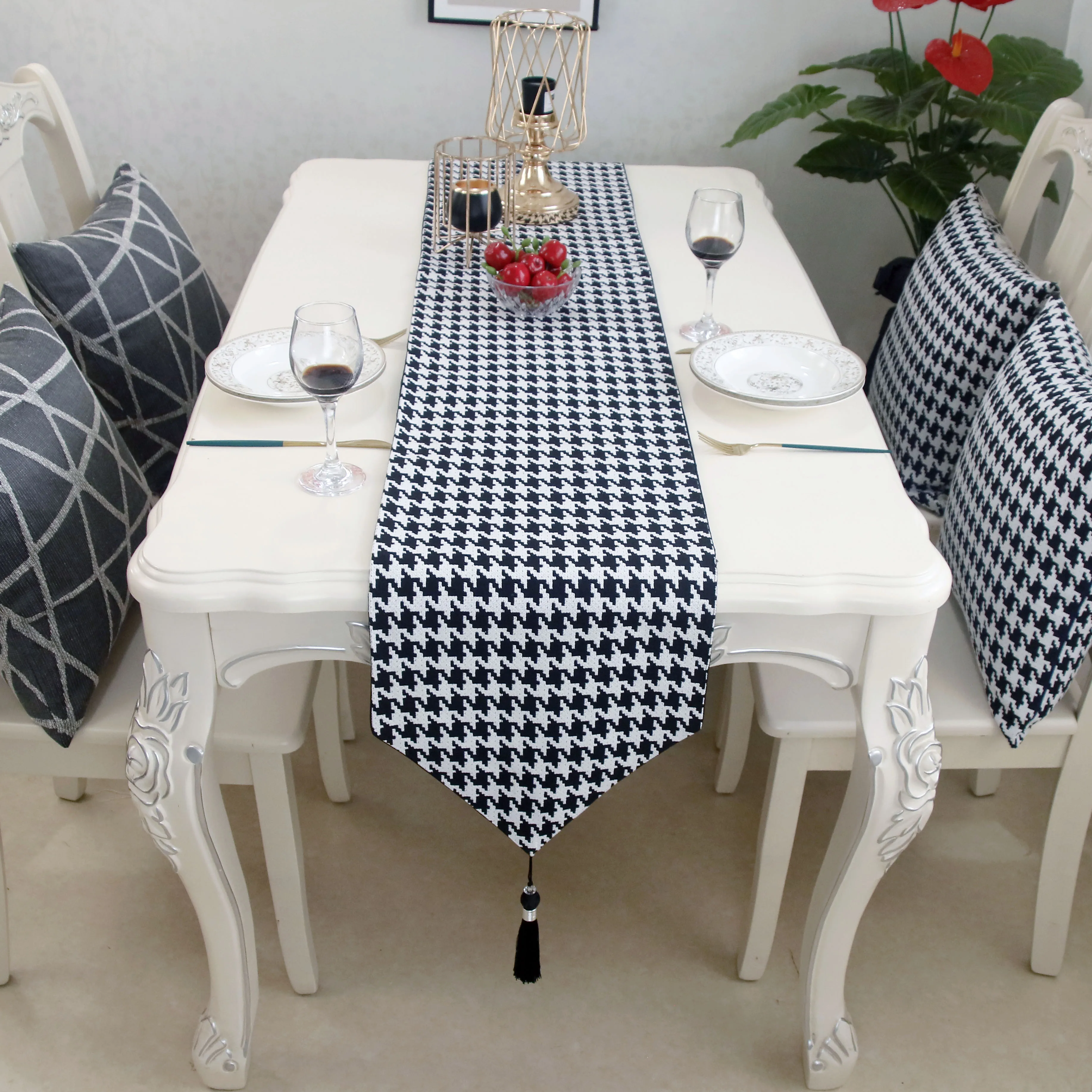 

Новинка, Жаккардовая скатерть из синели, чехол для стола с рисунком «гусиные лапки», дикое полотенце для кровати, скатерть для украшения дом...