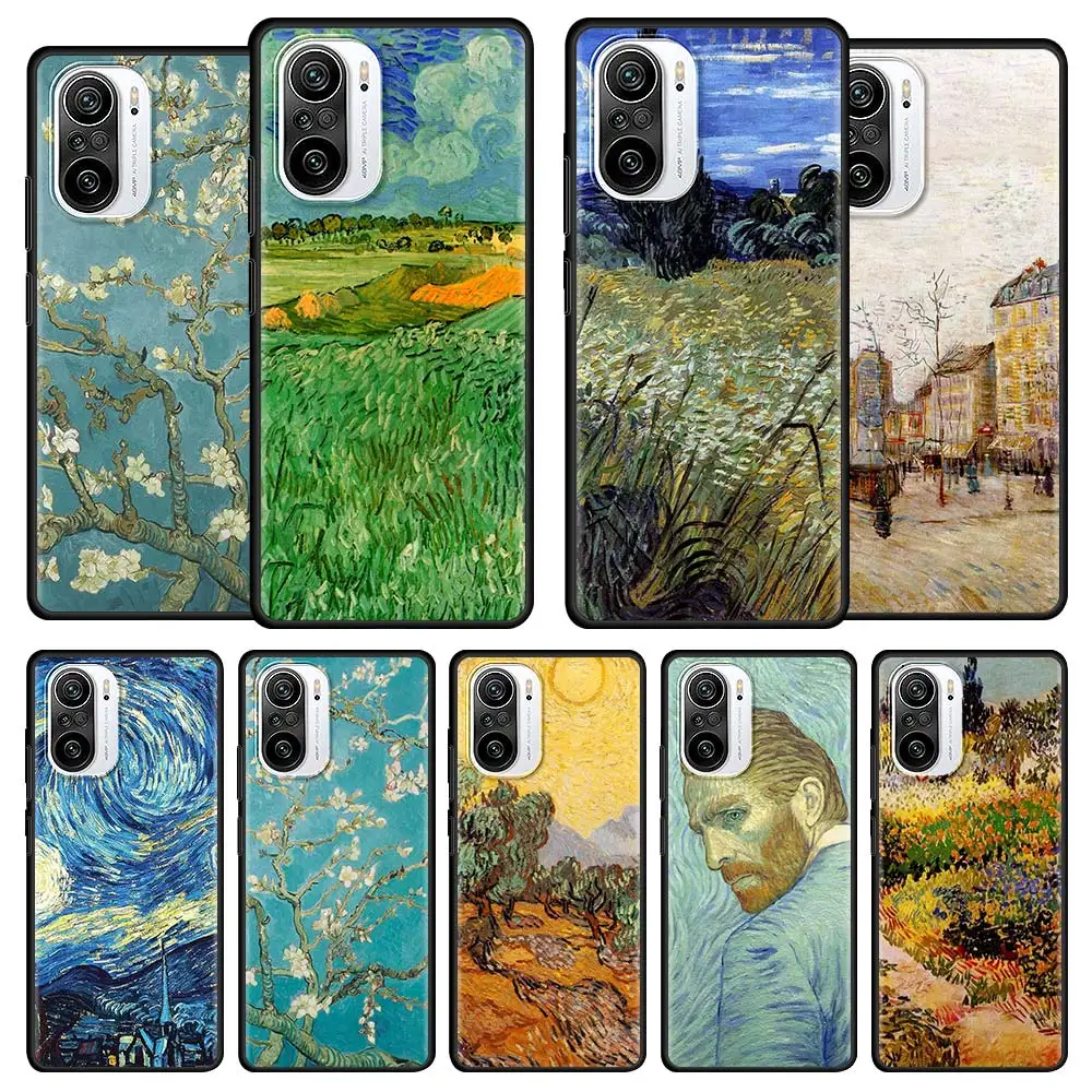 

Van Gogh Starry Art Silicone Phone Case for Xiaomi Redmi Note 10 9 8 Pro 9A 9T 9S 7 9C 8T K40 Pro Plus Black Soft Funda Cover