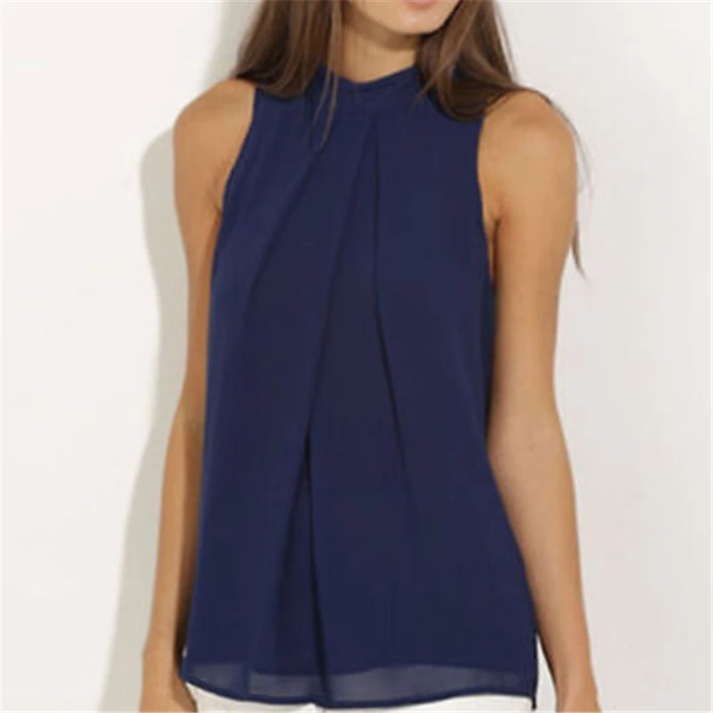 Повседневные женские блузки 2020 летние топы без рукавов однотонные Женские и