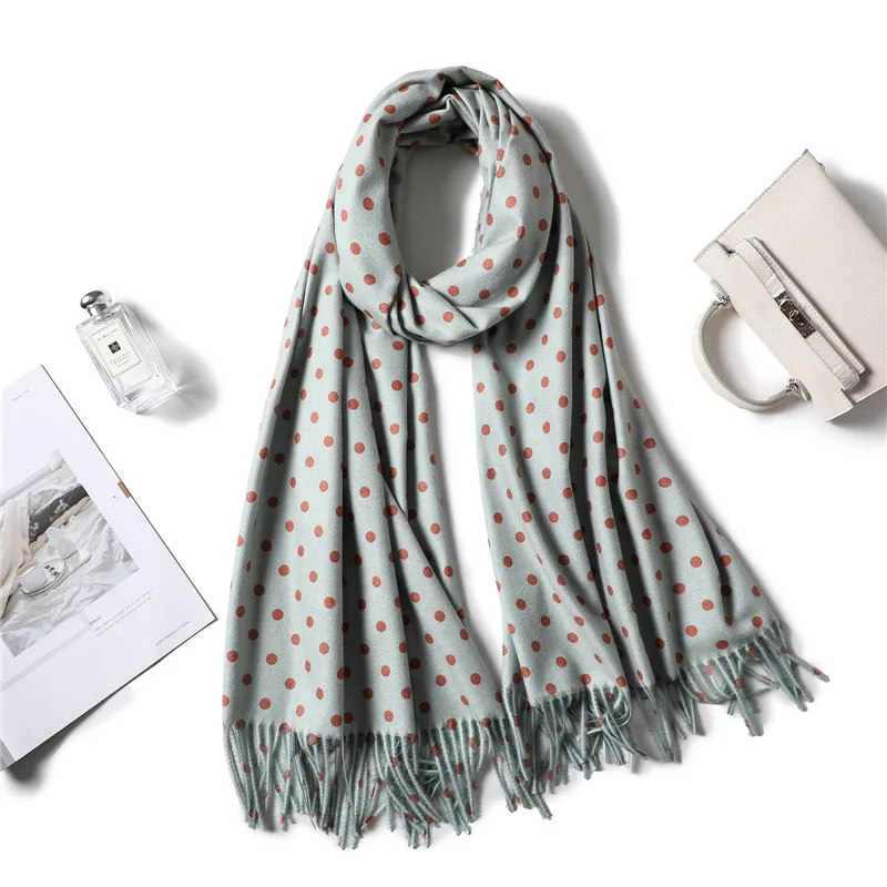 2018 новые зимние женские шарф фьюжн в горошек Размер теплые кашемировые шарфы для