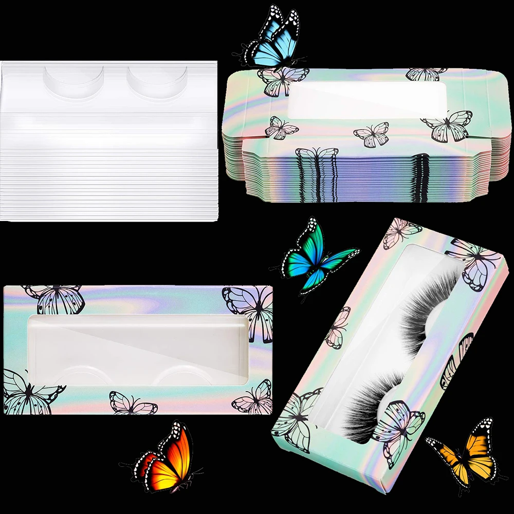

50Pcs Wholesale Eyelash Extension Supplies Lashes Packaging Boxes Make Up Eyelashes Bulk With Tray