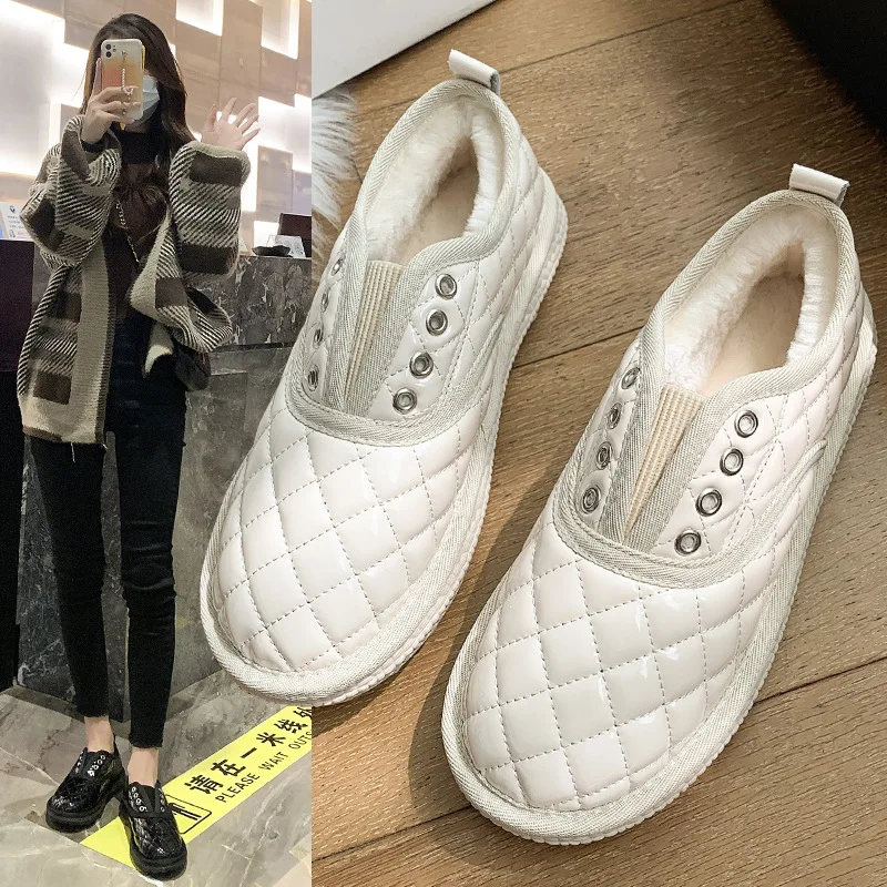 

uggs fragrant wind cotton shoes women's winter 2021 new autumn plus velvet comfortable plush shoes round toe pedal lazy shoes