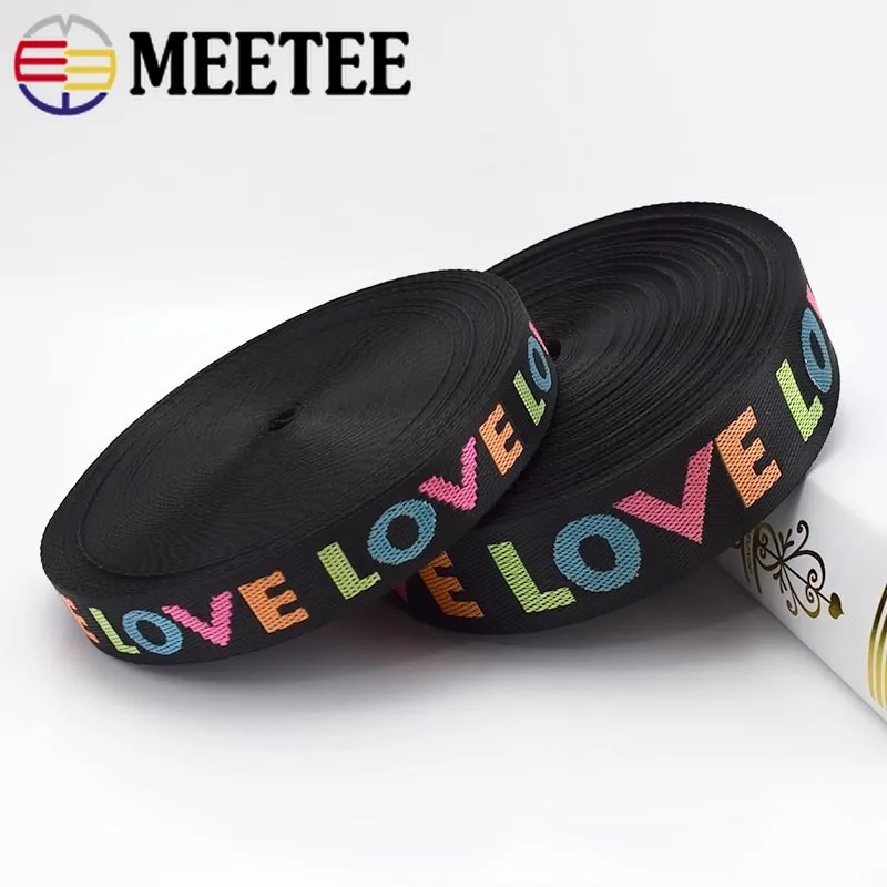 Meetee 8 ярдов 25/38 мм нейлоновая жаккардовая тесьма Лента Любовь для сумки плечевой