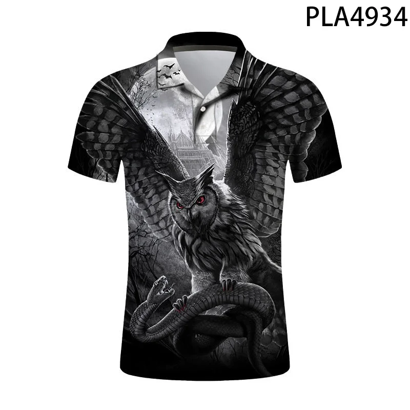 

Мужская рубашка-поло с коротким рукавом, летняя футболка-поло с 3D-принтом совы, 2020