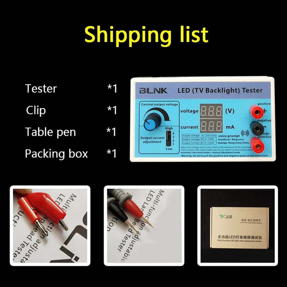 

0-300V Smart-Fit Manual Adjustment Voltage TV LED Backlight Tester Current Adjustable Constant Current Board LED Lamp Bead