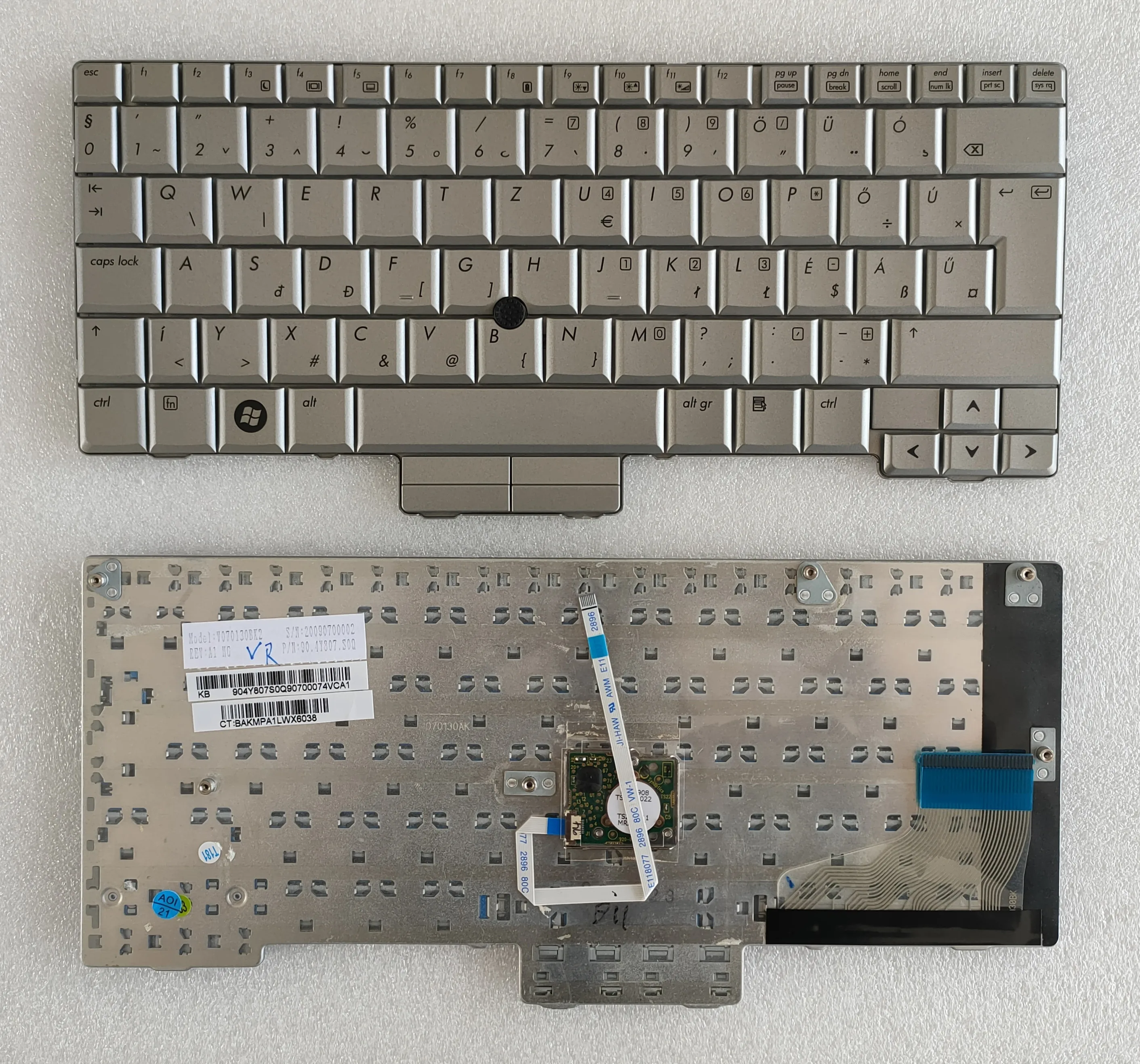 Оригинальная новая клавиатура для ноутбука HP 2730P серебристого цвета с