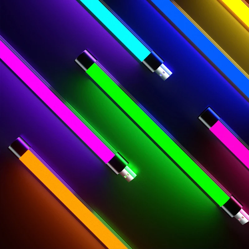 RGB Colorful Atmosphere Night Light Portable LED Fill Photography Lighting Stick USB Powered Selfie Lamp Live Beauty Luzes | Лампы и