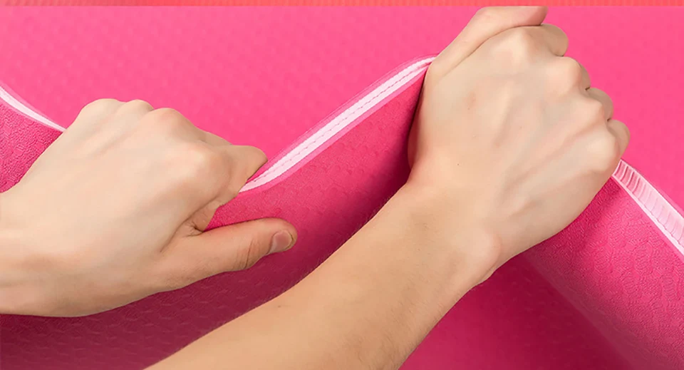 183*61 см 6 мм толстый двухцветный нескользящий TPE коврик для йоги качественный