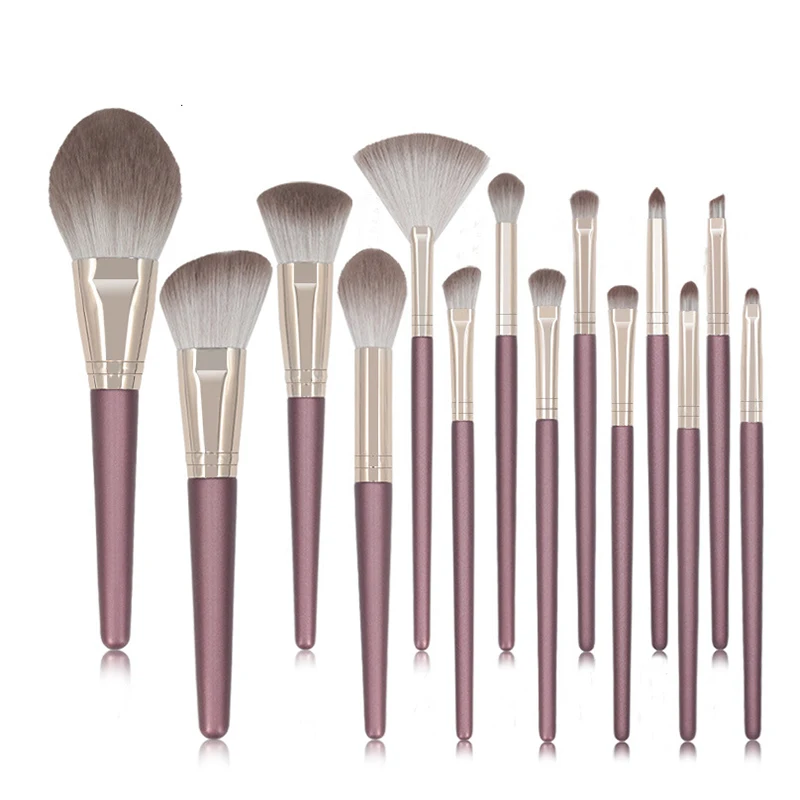 

Profession Makeup Brushes Set 14PCS Wood Handle Synthetic Hair Foundation Eyebrow Brush Powder Lady Blush Beauty Tools Cosmetic