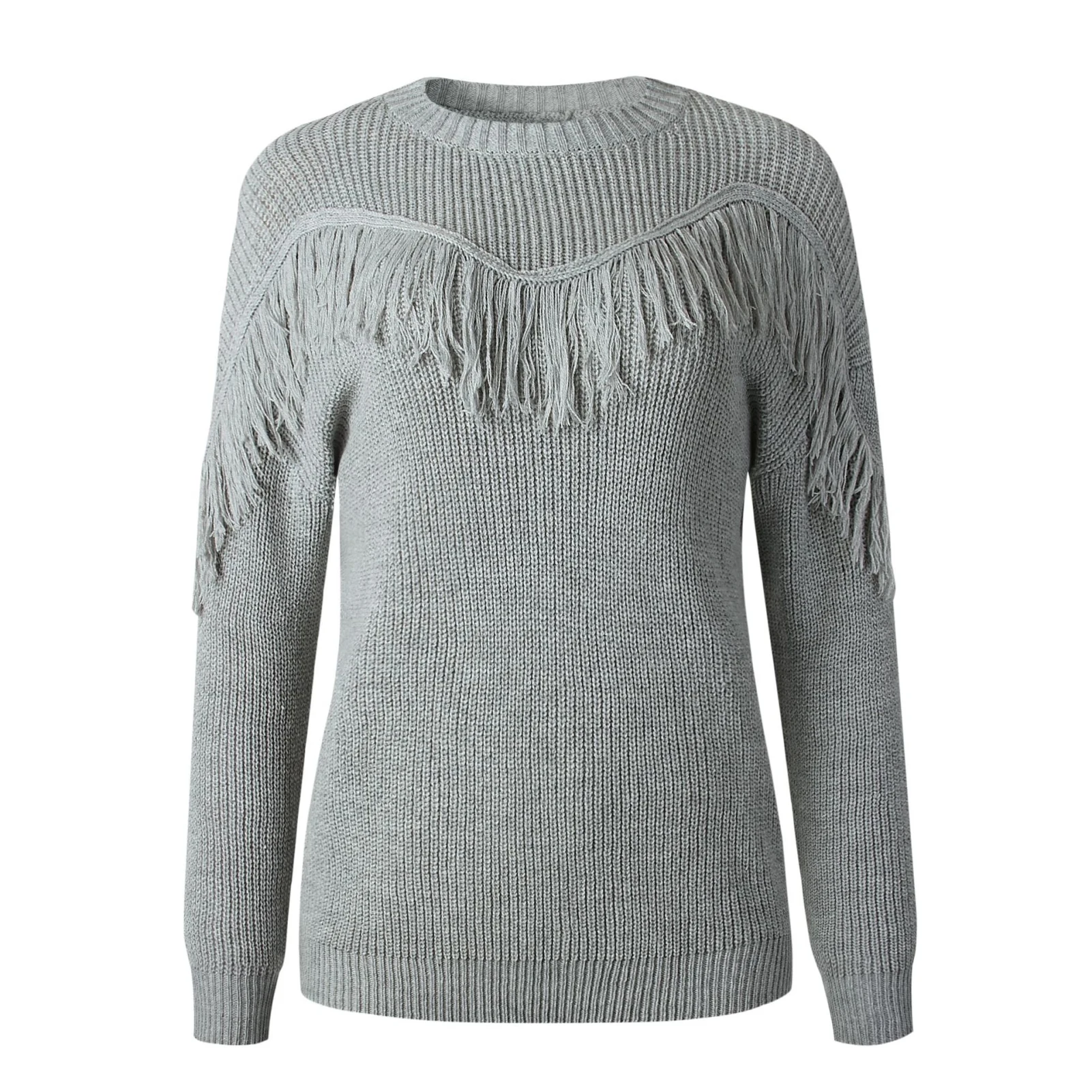 

Fashion Women Autumn Solid Color Long Sleeve Pullover Tassel Knit Sweater Women's Clothing 2020 pull femme