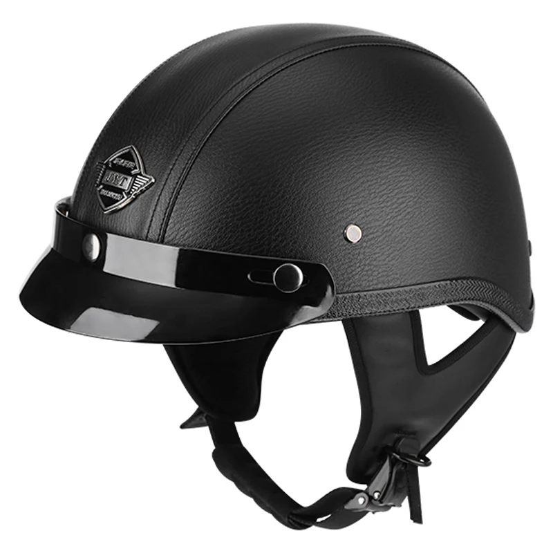 

Adult Motorcycle Vintage PU Leather sun visor and Retractable Detachable Warm Collar