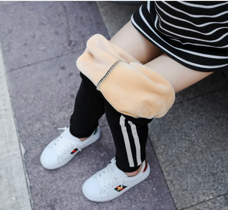 Зимние детские спортивные штаны в полоску корейские милые леггинсы для девочек