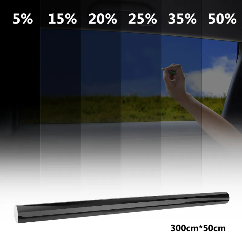 VODOOL 50cmx300cm Dark Black Car Window Tint Film Glass 5%-50% Roll Summer Car Auto House Windows Glass Tinting Solar Protection