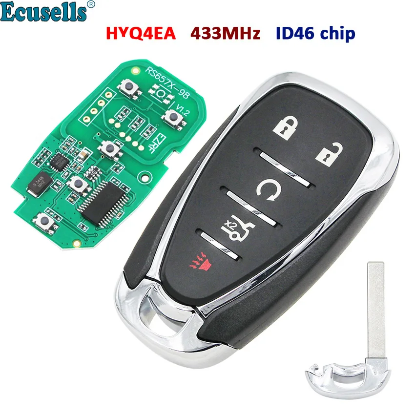 Smart 4+1/5 Button Remote Key Fob 433MHz with ID46 Chip for Chevrolet Camaro Equinox Cruze Malibu Spark HYQ4EA |