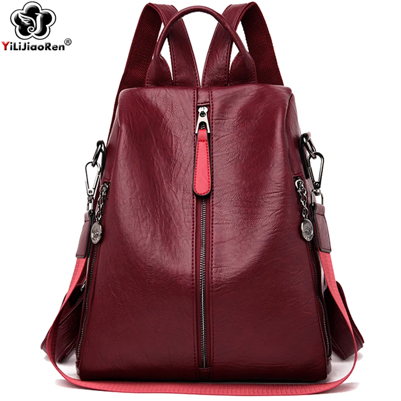 Модный противокражный рюкзак для женщин кожаные сумки на ремне девочек