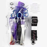 barber waterproof pu hair scissors bag with shouder belt clear comb scissors storage bag salon hairdressing tools pockets