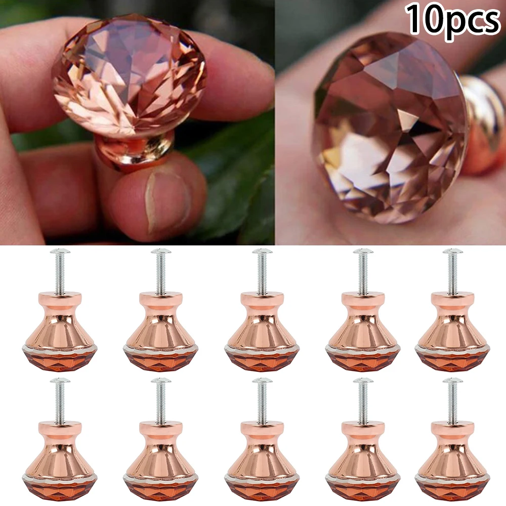 10 шт. выдвижная ручка из розового золота с кристаллами ящик для шкафа DIY дверная