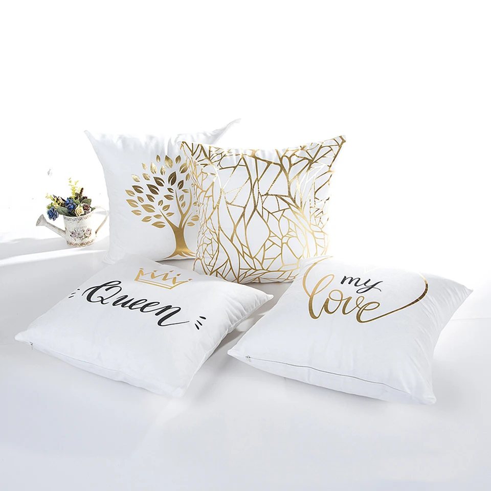 Блестящий бронзирующий чехол для подушки художественная полоска губы черный