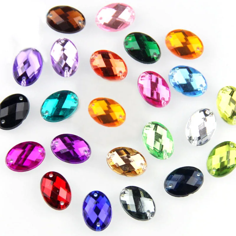 

Free Shipping Wholesale Big Bag Oval Shape High Quality Acrylic With Hole Flatback Sew Rhinestone For DIY Clothing Accessories