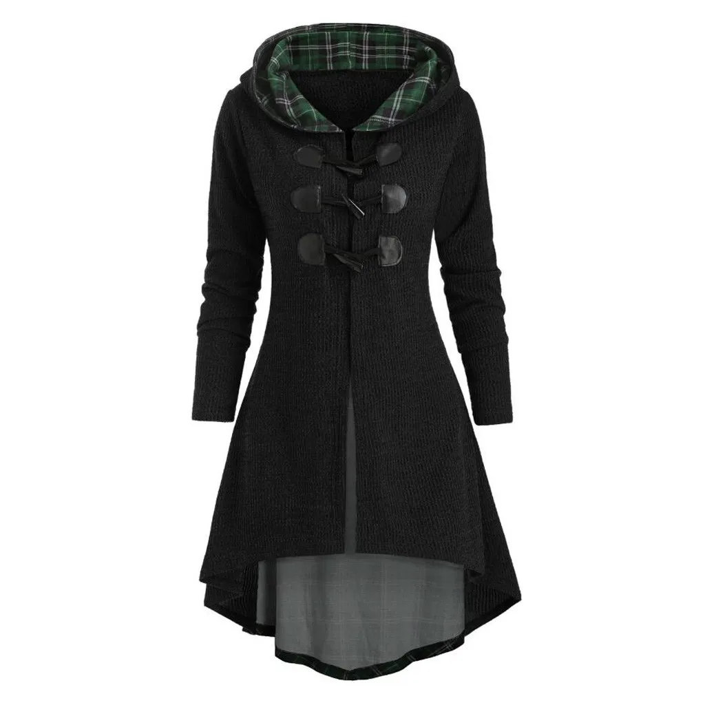 5XL Женская блузка с длинным рукавом Клетчатая на пуговицах Кружевная туника