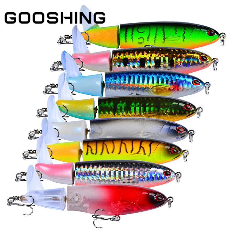 

GOOSHING 1pcs Whopper Popper 11cm/15cm Fishing Lure Artificial Trolling Hard Bait Soft Rotating Tail Fishing Tackle Geer Pesca
