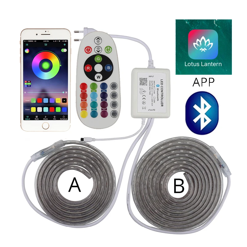 APP и пульт дистанционного управления RGB светодиодный ная лента 220 В 1 управление 2
