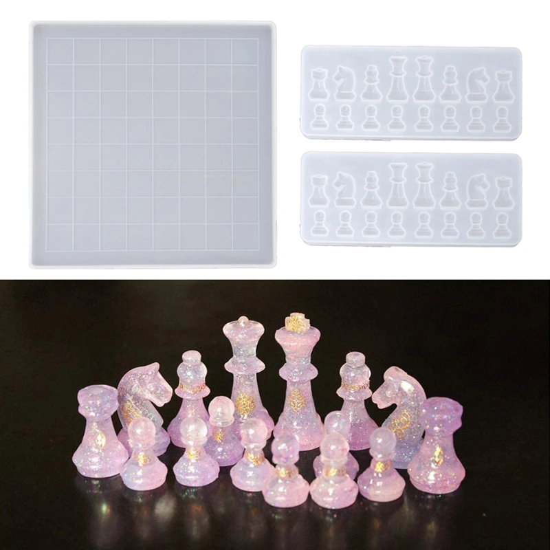 

Chess Board Silicone Resin Mold 2Pcs Chess Silicone Mold Chess Board Molds for Resin Casting Chess Board Mold DIY Crafts J60E
