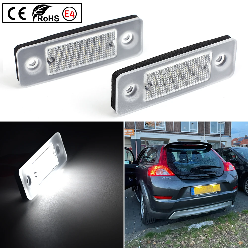 

2pcs LED License Plate Number Lights Lamp Error Free For Volvo C30 2008-2013 White LED Car Lamp OEM#:31213991