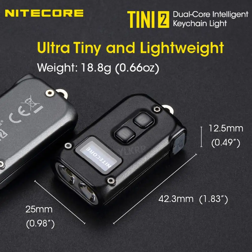 Двухъядерный смарт-светильник Nitecore TINI2 500 люмен OLED технология сна APC длительный