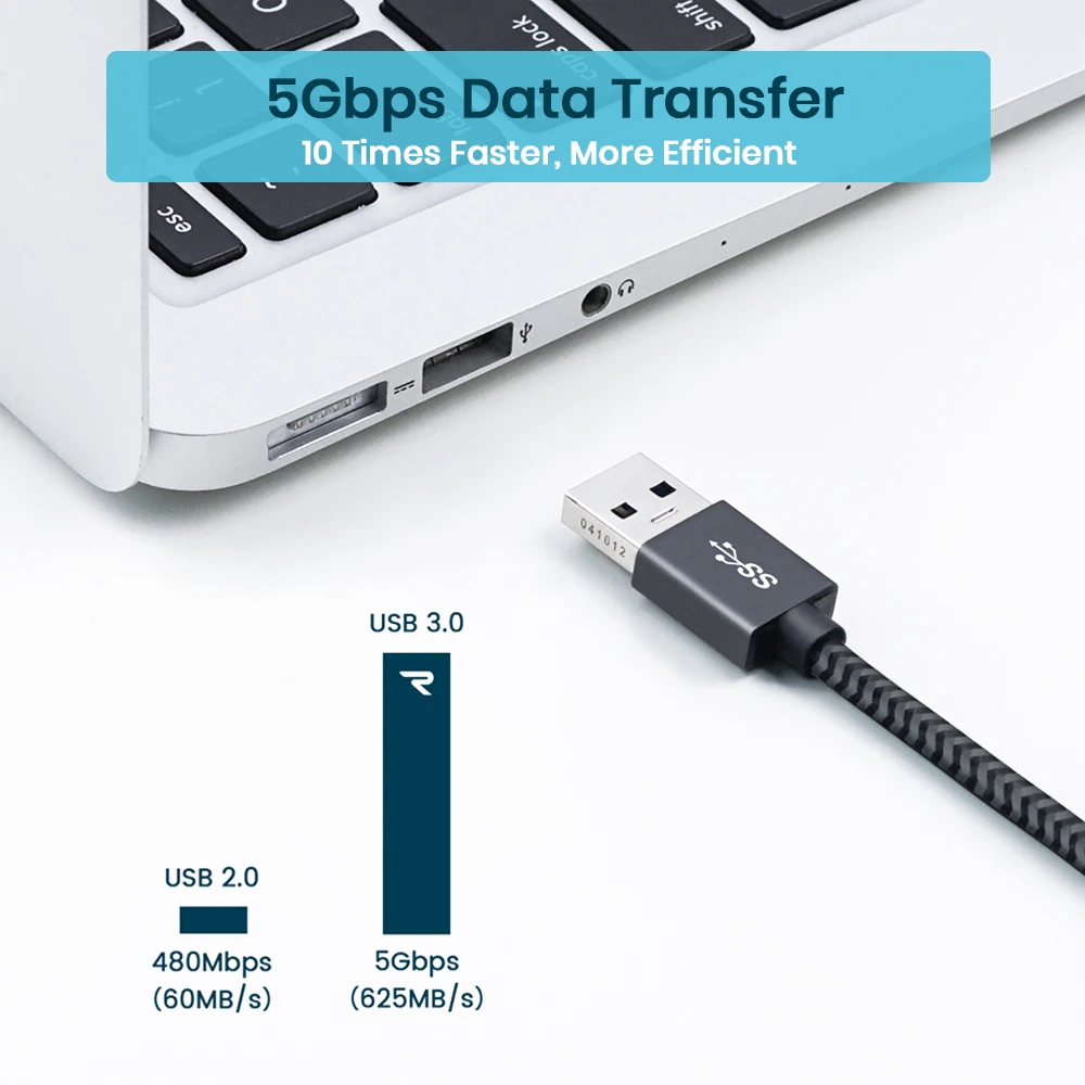 RAMPOW usb type C кабель для samsung Galaxy S9/S8 QC3.0 Быстрая зарядка USB 5 Гбит/с быстрая