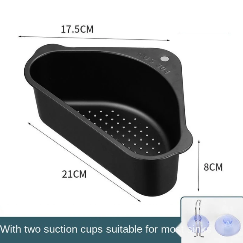 

304 Stainless Steel Kitchen Triangular Sink Strainer Quick Drain Paste Type Fruit Vegetable Drain Basket Kitchen Filter Shelf