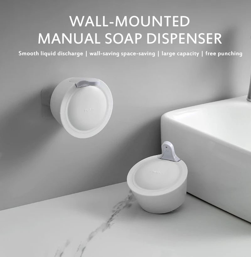 

350ml Non-Automatic Sensor Soap Dispenser Sanitizer Bath Wall Mounted Touchless Does Not Occupy Space Travel Bottle