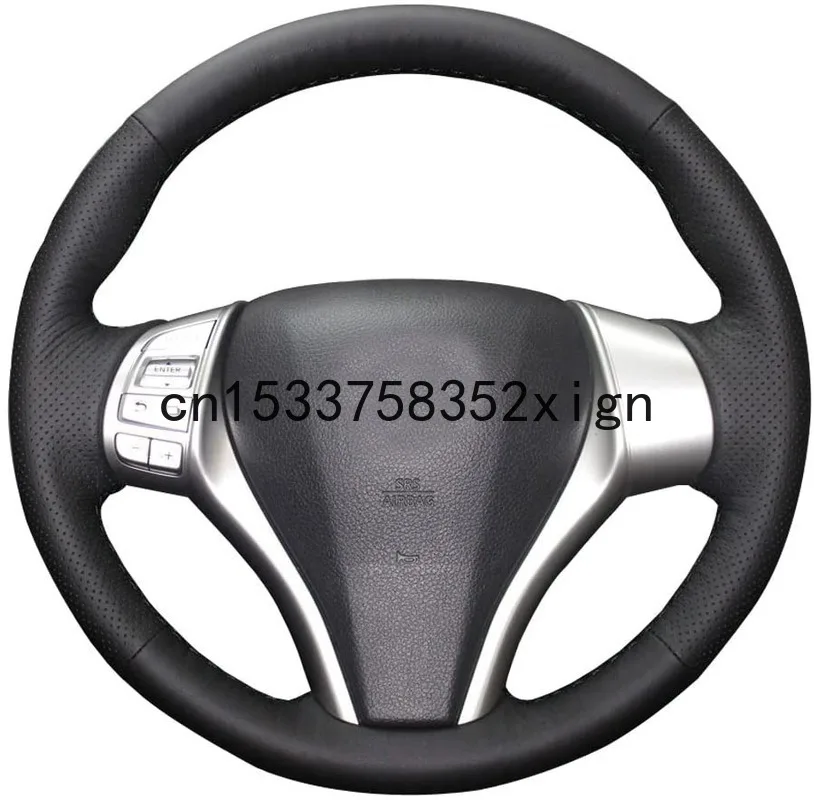 

DIY Black Genuine Leather Sew Steering Wheel Cover For Nissan Altima Sedan 2013-2017 for Nissan Rogue SUV 2014-2016 Accessories