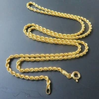 fine pure au750 18k yellow gold necklace man women luck rope chain necklace 2mm all match 16 18 20 22 24inch
