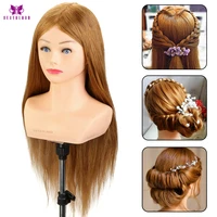 24 100 real hair training head with shoulder hairstyles dummy doll mannequin head for hairdresser manikin head