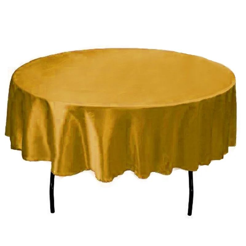 gold 1 шт., 145x145 см, круглая сатиновая скатерть, покрытие для стола, посуда для ресторана, отеля, банкета, дома, свадьбы, вечеринки, украшение стола - Цвет: gold