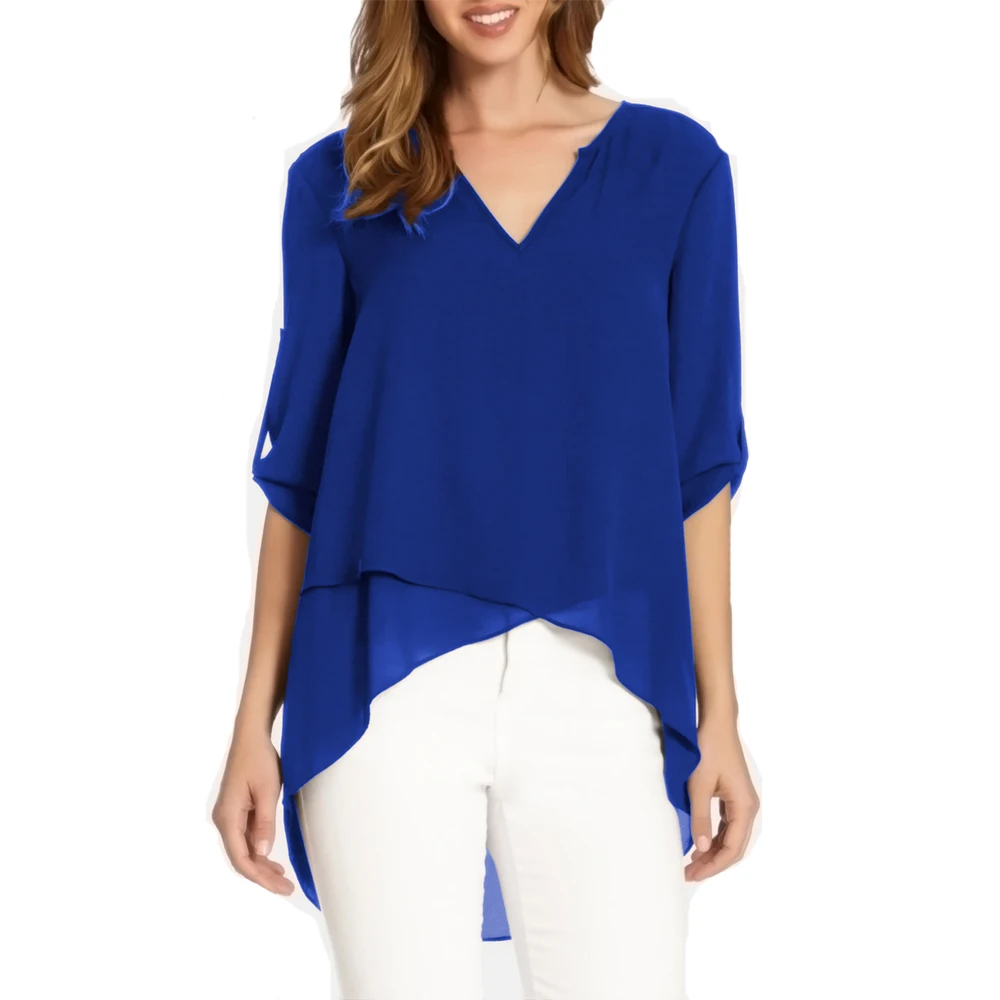 

New Summer Half Sleeve Blouse Elegant Casual Loose Blouse Candy Color Irregular Women Blouse Tops Big Size 4XL 5XL Top Clothing