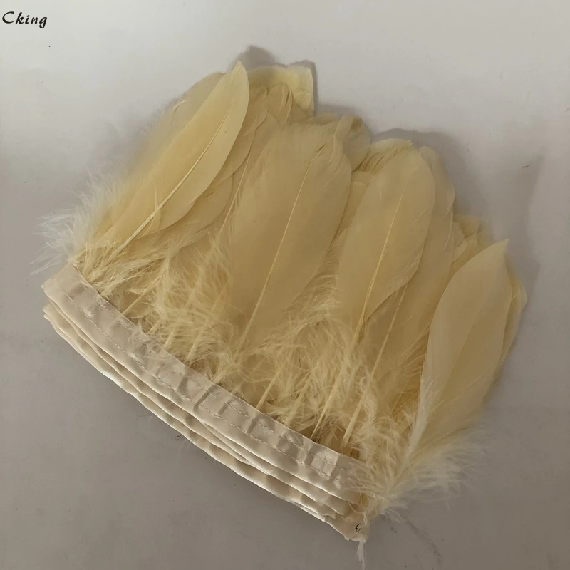 Набор из 10 ярдов окрашенных в цвет шампанского гусиных перьев 6 8 дюймов ширину